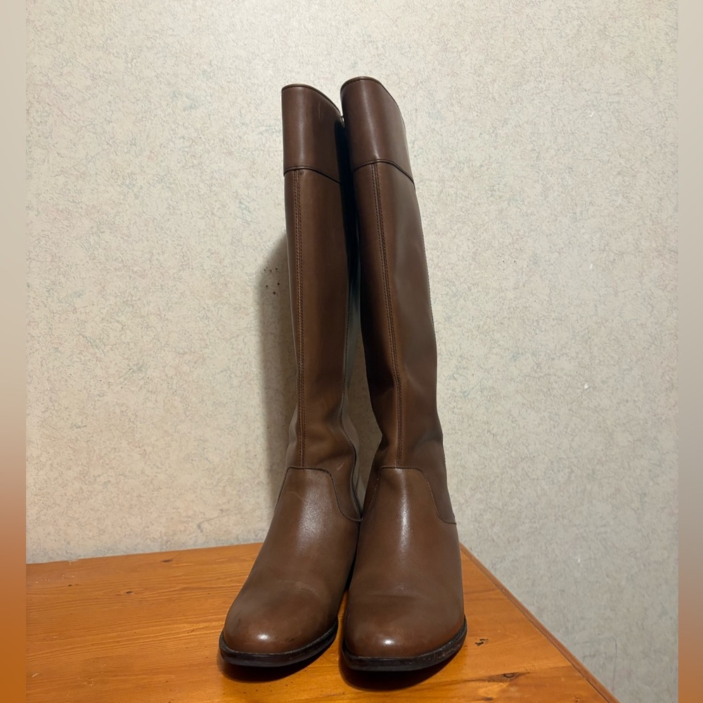 Cole Haan Cora Riding Boot Women Size 7.5 Tall Knee High Brown Leather Comfy - Picture 2 of 8